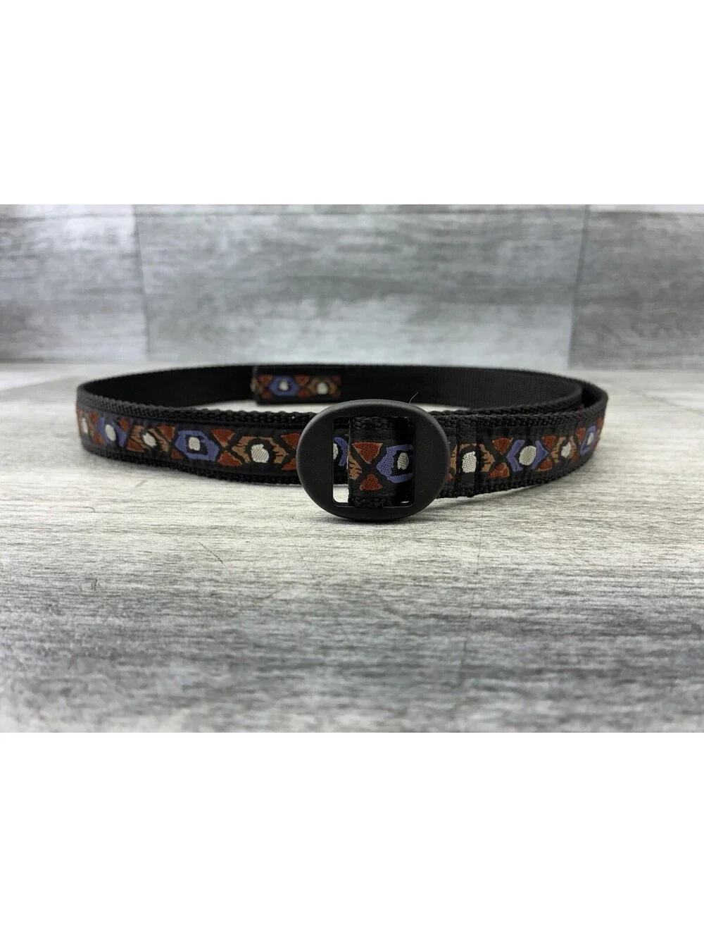 VTG Silverfoot Webbing Belt Southwestern Aztec Diamond Pattern Black Gorpcore